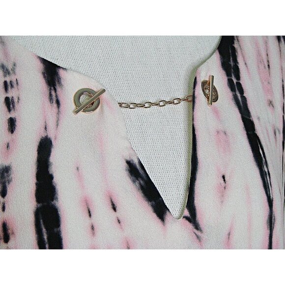 Torrid Sleeveless Flowy Blouse Top Sz 1 Pink Black Tie Dye Key Hole Gold Jewels - Picture 4 of 12